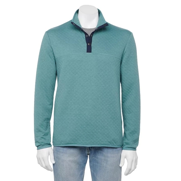 Men's Sonoma Goods For Life® Quilted Quarter-Snap Pullover Light Blue Small - Picture 1 of 8